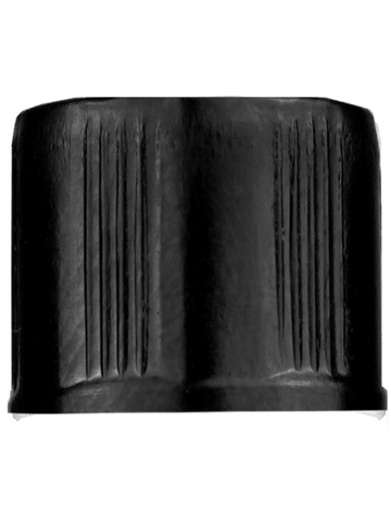Ridged Black lid or closure for glass bottle, Thread size 8-425