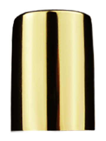 Tall shiny gold lid or closure for glass bottle, Thread size 8-425