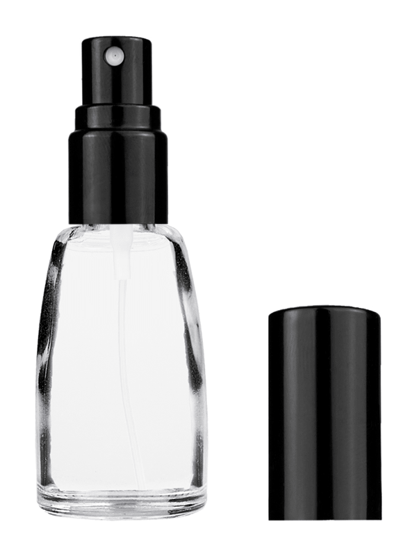 Bell design 10ml Clear glass bottle with shiny black spray.
