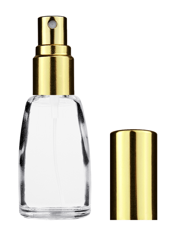 Bell design 10ml Clear glass bottle with shiny gold spray.