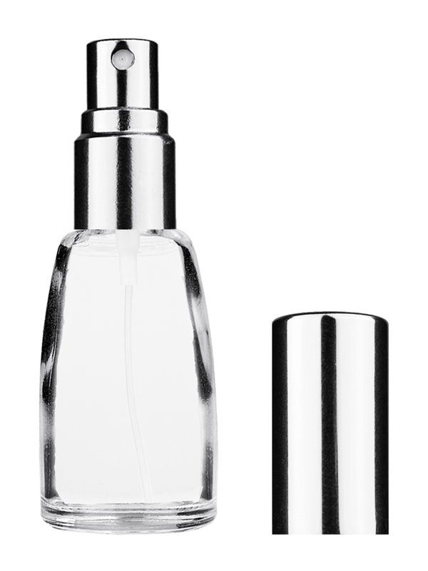 Bell design 10ml Clear glass bottle with shiny silver spray.