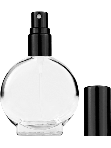 Circle design 15ml, 1/2oz Clear glass bottle with shiny black spray.