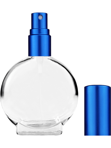 Circle design 15ml, 1/2oz Clear glass bottle with matte blue spray.