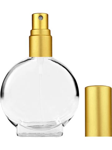 Circle design 15ml, 1/2oz Clear glass bottle with matte gold spray.