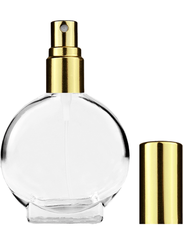 Circle design 15ml, 1/2oz Clear glass bottle with shiny gold spray.