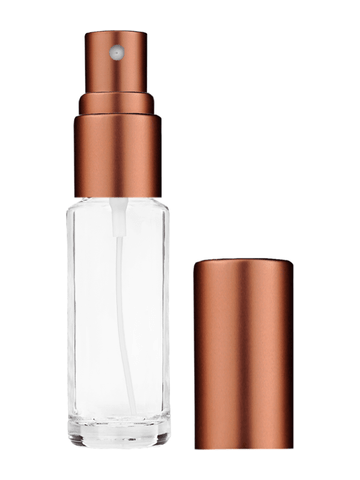 Cylinder design 5ml, 1/6oz Clear glass bottle with matte copper spray.