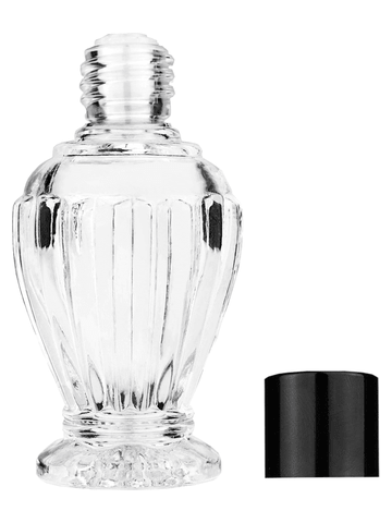 Diva design 30 ml, 1oz  clear glass bottle  with reducer and black shiny cap.