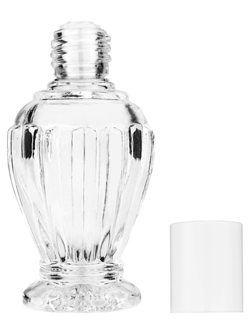 Diva design 30 ml, 1oz  clear glass bottle  with reducer and white cap.