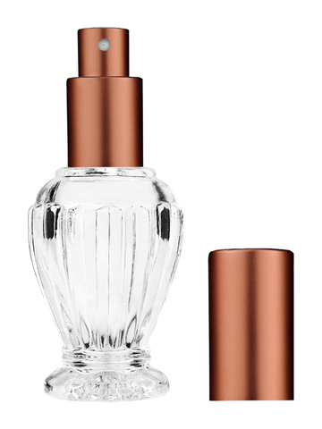 Diva design 30 ml, 1oz  clear glass bottle  with matte copper spray pump.