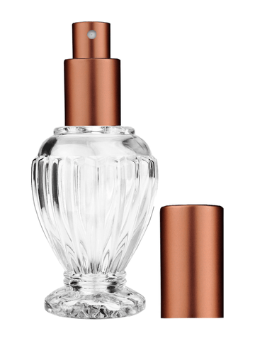 Diva design 46 ml, 1.64oz  clear glass bottle  with matte copper spray pump.