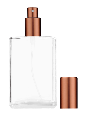 Elegant design 100 ml, 3 1/2oz  clear glass bottle  with matte copper spray pump.