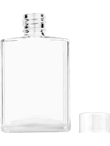 Elegant design 15ml, 1/2oz Clear glass bottle with short white cap.