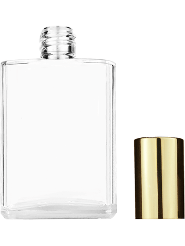 Elegant design 30 ml, clear glass bottle with shiny gold and cap.