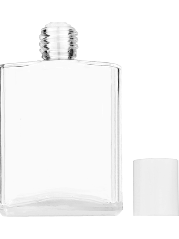 Elegant design 60 ml, 2oz  clear glass bottle  with reducer and white cap.