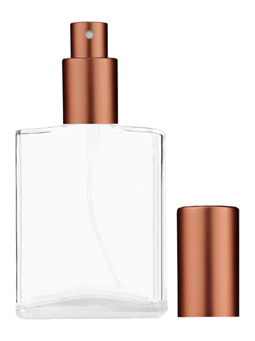 Elegant design 60 ml, 2oz  clear glass bottle  with matte copper spray pump.