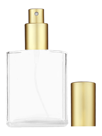 Elegant design 60 ml, 2oz  clear glass bottle  with matte gold spray pump.