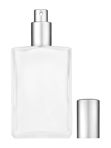 Elegant design 100 ml, 3 1/2oz frosted glass bottle with matte silver spray pump.