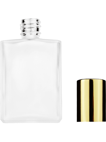 Elegant design 15ml, 1/2oz frosted glass bottle with shiny gold cap.
