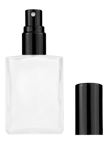 Elegant design 15ml, 1/2oz frosted glass bottle with shiny black spray.