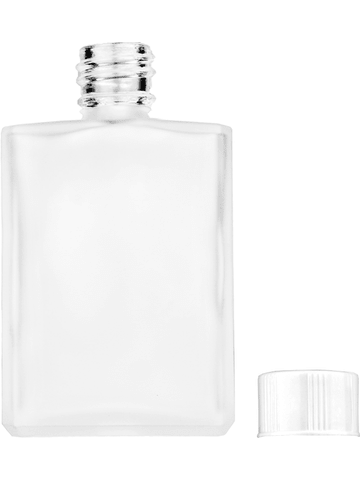 Elegant design 15ml, 1/2oz Frosted glass bottle with short white cap.