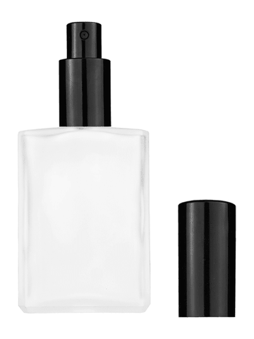 Elegant design 30 ml, Frosted glass bottle with sprayer and black cap.