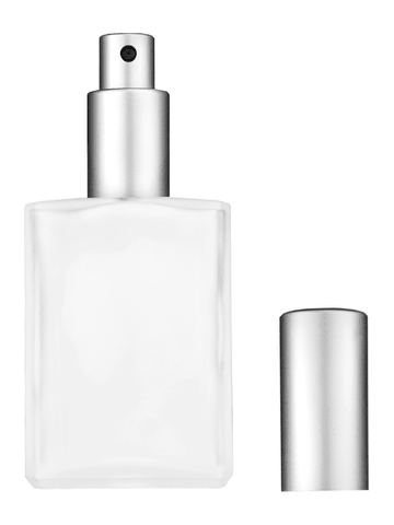 Elegant design 30 ml, Frosted glass bottle with sprayer and matte silver cap.