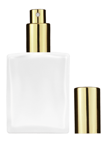 Elegant design 60 ml, 2oz frosted glass bottle with shiny gold spray pump.