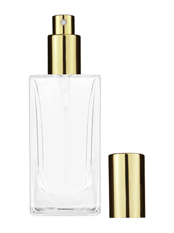 Empire design 100 ml, 3 1/2oz  clear glass bottle  with shiny gold spray pump.
