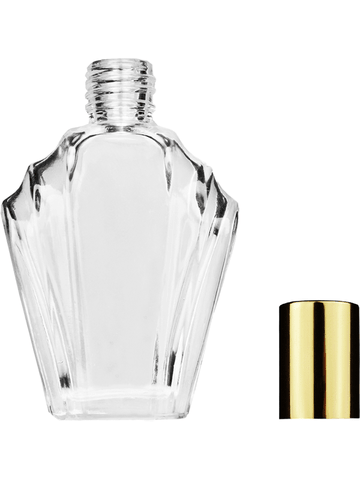Flair design 13ml Clear glass bottle with shiny gold cap.