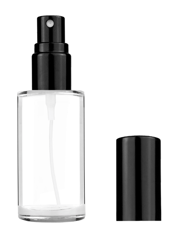 Pillar design 9ml Clear glass bottle with shiny black spray.