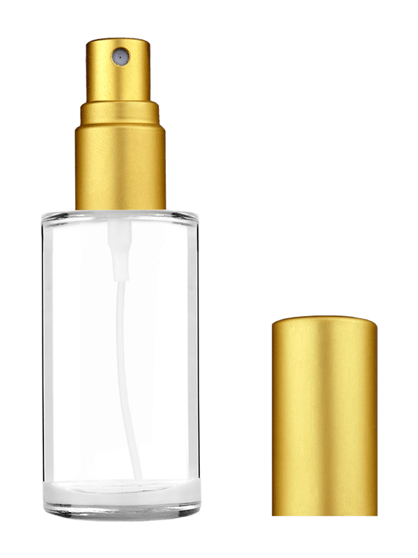 Pillar design 9ml Clear glass bottle with matte gold spray.