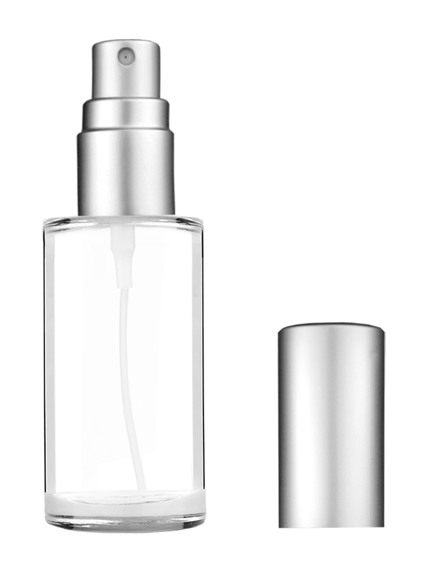 Cylinder design 9ml Clear glass bottle with matte silver spray.