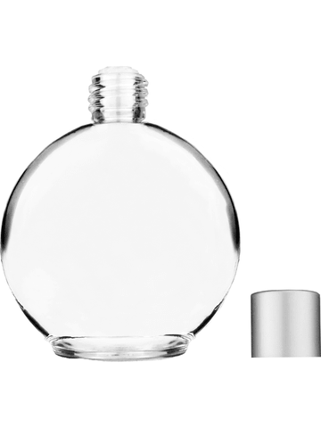 Round design 128 ml, 4.33oz  clear glass bottle  with reducer and silver matte cap.