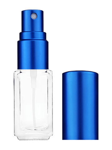 Sleek design 4.2ml, 1/6oz Clear glass bottle with matte blue spray.