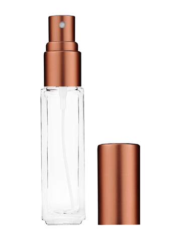 Sleek design 8ml, 1/3oz Clear glass bottle with matte copper spray.