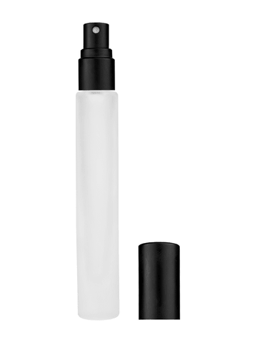 Tall cylinder design 9ml, 1/3oz frosted glass bottle with matte black spray.