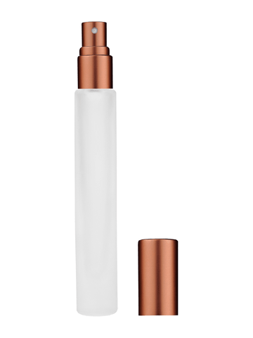 Tall cylinder design 9ml, 1/3oz frosted glass bottle with matte copper spray.