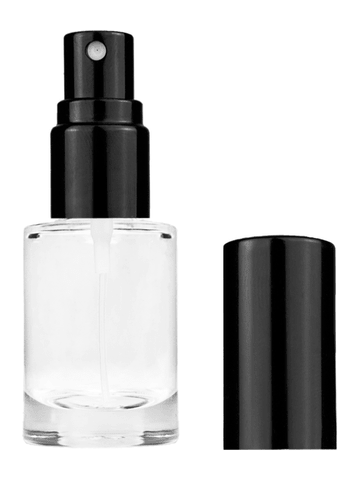 Tulip design 6ml, 1/5oz Clear glass bottle with shiny black spray.