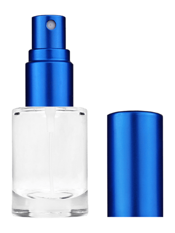 Tulip design 6ml, 1/5oz Clear glass bottle with matte blue spray.