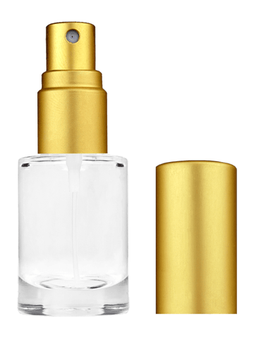 Tulip design 6ml, 1/5oz Clear glass bottle with matte gold spray.