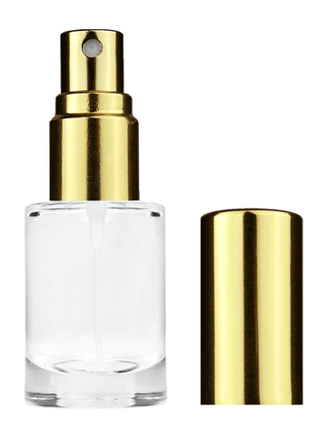 Tulip design 6ml, 1/5oz Clear glass bottle with shiny gold spray.
