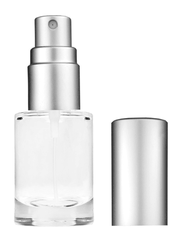 Tulip design 6ml, 1/5oz Clear glass bottle with matte silver spray.