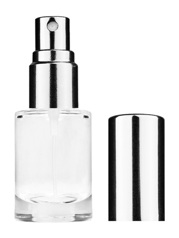Tulip design 6ml, 1/5oz Clear glass bottle with shiny silver spray.