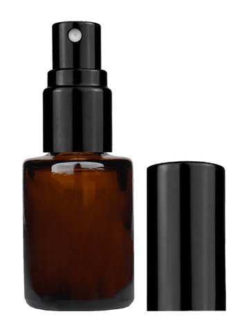 Tulip design 5ml, 1/6 oz Amber glass bottle with shiny black spray.