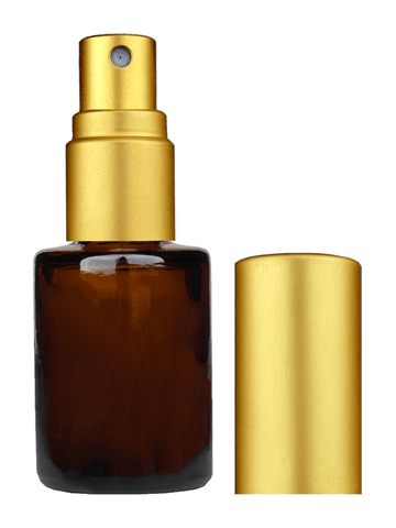 Tulip design 5ml, 1/6 oz Amber glass bottle with matte gold spray.