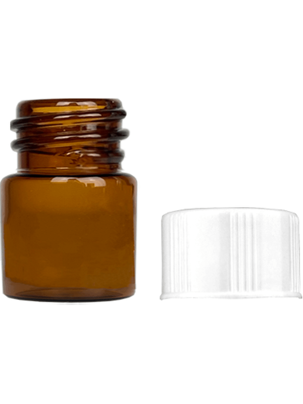Vial design 1.5ml, Amber glass vial with white short cap.