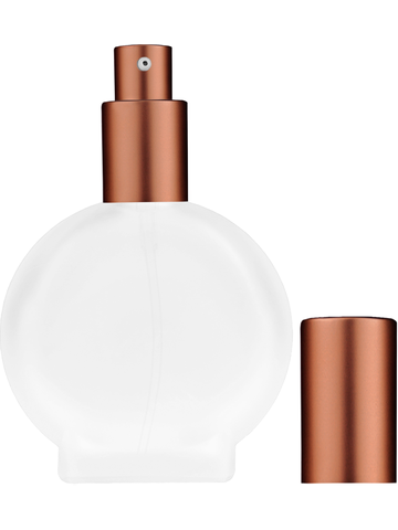 Circle design 50 ml, 1.7oz  frosted glass bottle with  matte copper lotion pump.