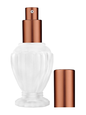 Diva design 46 ml, 1.64oz frosted glass bottle with matte copper lotion pump.