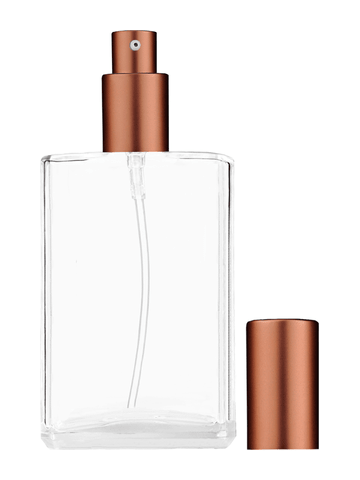 Elegant design 100 ml, 3 1/2oz  clear glass bottle  with matte copper lotion pump.