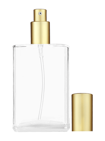 Elegant design 100 ml, 3 1/2oz  clear glass bottle  with matte gold lotion pump.